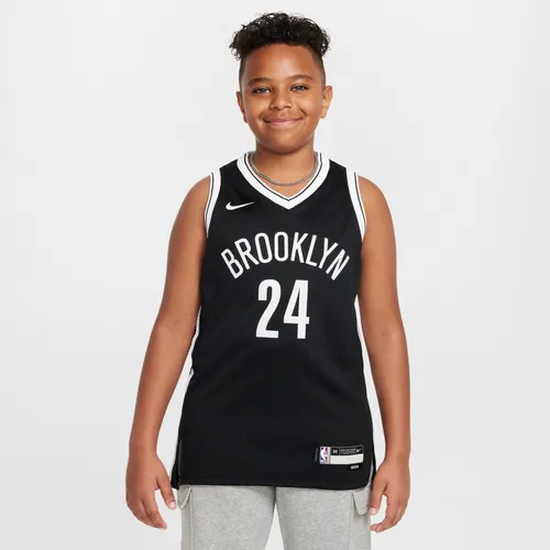Brooklyn Nets Icon Edition 2021/22 Older Kids' Nike NBA Swingman Jersey - Black - Polyester