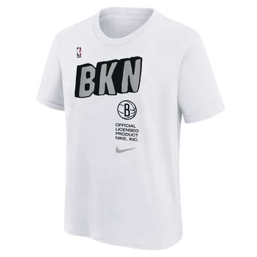 Brooklyn Nets Older Kids' (Boys') Nike NBA T-Shirt - White - Cotton