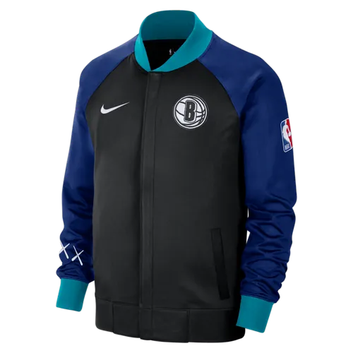 Brooklyn Nets Showtime City Edition Men's Nike Dri-FIT Full-Zip Long-Sleeve Jacket - Black - Polyester