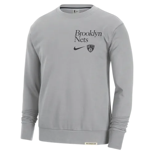 Brooklyn Nets Standard Issue Men's Nike Dri-FIT NBA Crew-Neck Sweatshirt - Grey - Polyester