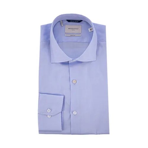 Brooksfield , Slim Fit French Collar Cotton Shirt ,Purple male, Sizes: