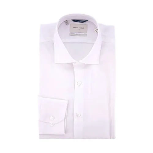 Brooksfield , Slim Fit French Collar Cotton Shirt ,White male, Sizes: