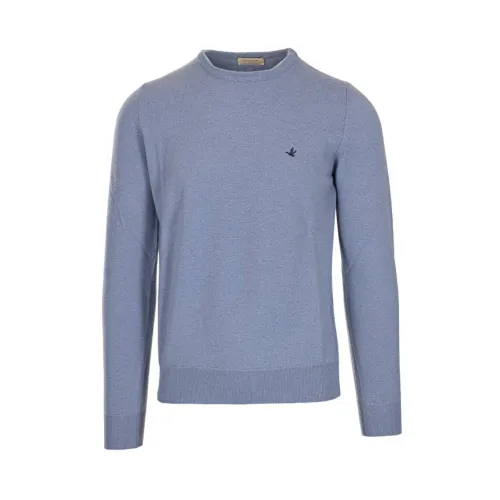 Brooksfield , Wool Crew Neck Sweater ,Blue male, Sizes: