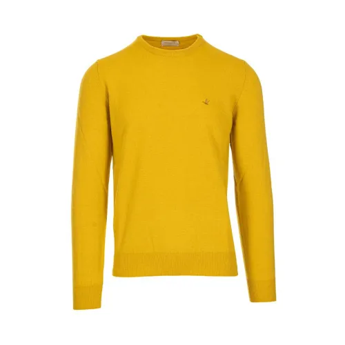Brooksfield , Wool Crew Neck Sweater ,Yellow male, Sizes: