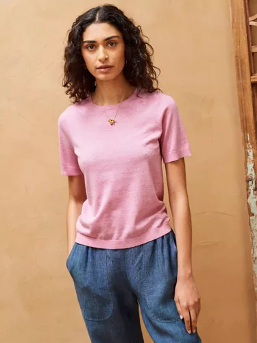 Brora Cotton Knitted Short Sleeve Top - Rose - Female