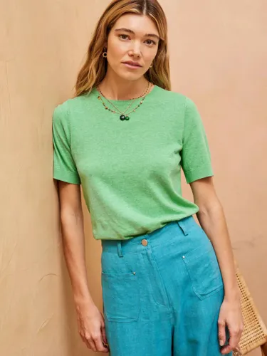 Brora Cotton Knitted Short Sleeve Top - Spearmint - Female