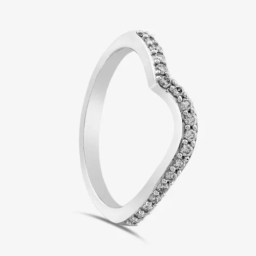 Brown & Newirth 18ct White Gold Brilliant Cut Diamond Curved Wedding Ring VWR5-17 18W