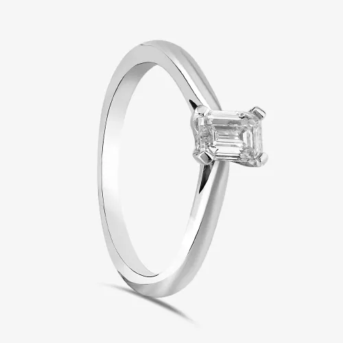Brown & Newirth Platinum 0.51ct Emerald Cut Diamond Solitaire Ring MENW284E1/24-02-511 M