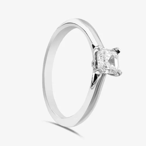 Brown & Newirth Platinum 0.70ct Asscher Cut Diamond Solitaire Ring MENW340E1/24-09-153 N