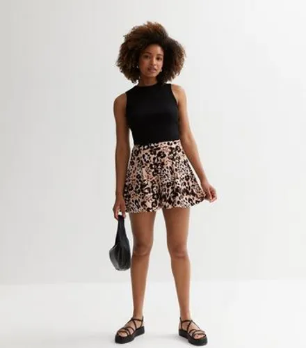 Brown Leopard Print Flippy Shorts New Look