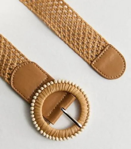 Brown Woven Circle-Buckle Belt New Look