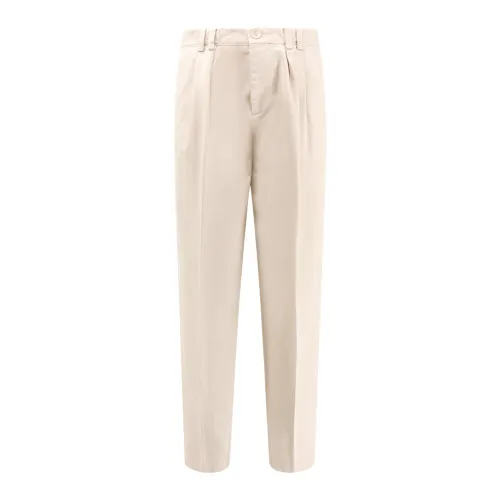 Brunello Cucinelli , Beige Cotton Trousers with Zipper ,Beige male, Sizes: