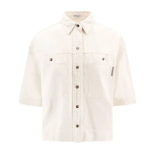Brunello Cucinelli , Beige Shirt with Snap Buttons ,Beige female, Sizes: