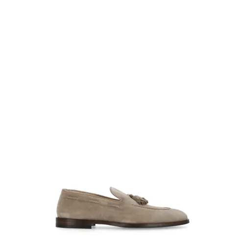 Brunello Cucinelli , Beige Suede Leather Loafers with Tassel Detail ,Beige male, Sizes: