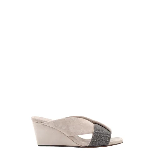 Brunello Cucinelli , Beige Suede Sandals ,Beige female, Sizes: