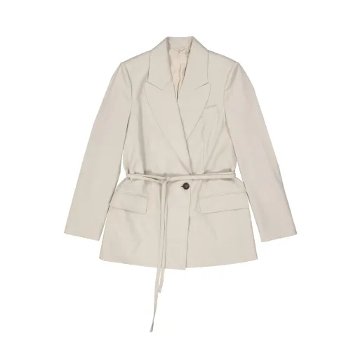 Brunello Cucinelli , Beige Wool Jacket with Detachable Belt ,Beige female, Sizes: