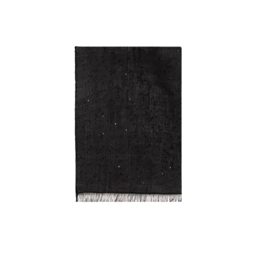 Brunello Cucinelli , Black Cashmere and Silk Embroidered Scarf ,Black female, Sizes: ONE