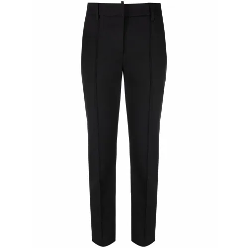 Brunello Cucinelli , Black Slim-Fit Cropped Trousers ,Black female, Sizes: