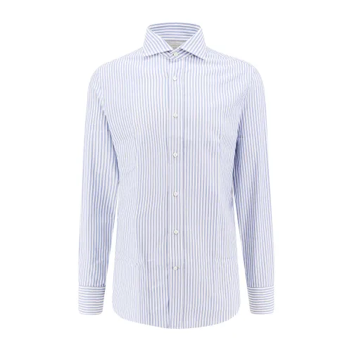 Brunello Cucinelli , Blue French Collar Cotton Shirt ,Multicolor male, Sizes:
