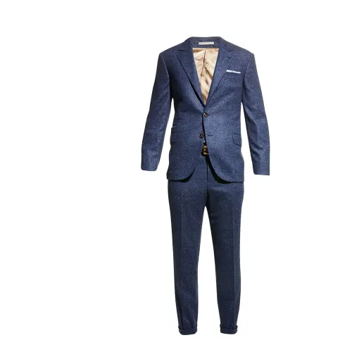 Brunello Cucinelli , Blue Wool Suit with Button Closure ,Blue male, Sizes: