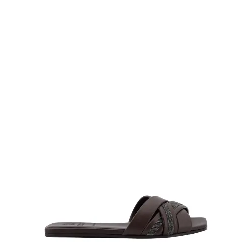 Brunello Cucinelli , Brown Leather Sandals ,Brown female, Sizes:
