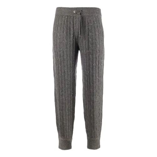 Brunello Cucinelli , Cashmere and Silk Trousers ,Gray female, Sizes: