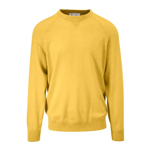Brunello Cucinelli , Cashmere Crewneck Sweater ,Yellow male, Sizes: