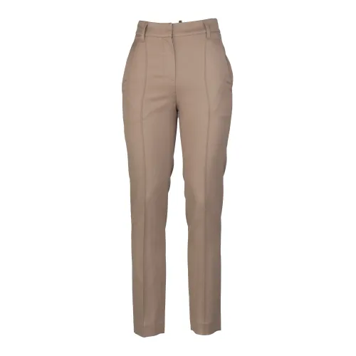 Brunello Cucinelli , Chino Pants with Monile Detail ,Beige female, Sizes: