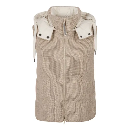 Brunello Cucinelli , Cotton Down Jacket - Beige ,Beige female, Sizes: