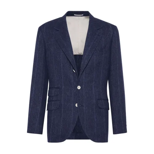Brunello Cucinelli , Denim Blazer Jacket Men ,Blue male, Sizes:
