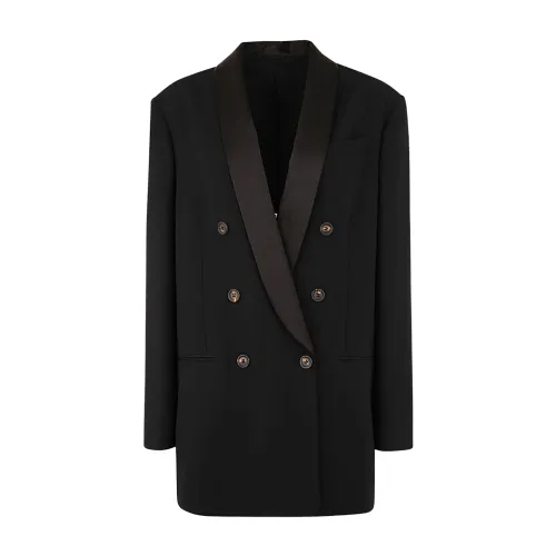 Brunello Cucinelli , Double-Breasted Black Jacket ,Black female, Sizes: