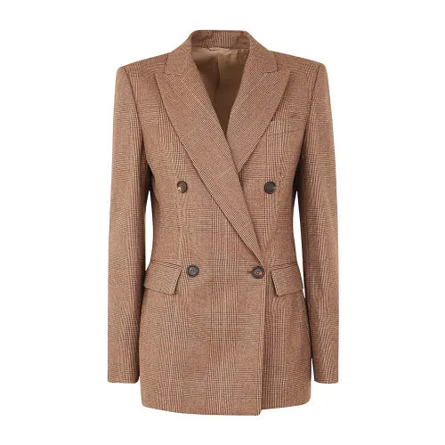 Brunello Cucinelli , Double Breasted Blazer Jacket ,Brown female, Sizes: