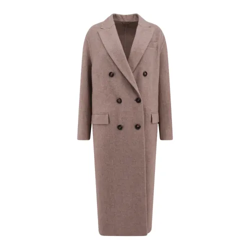 Brunello Cucinelli , Double-Breasted Jackets Coats ,Beige female, Sizes: