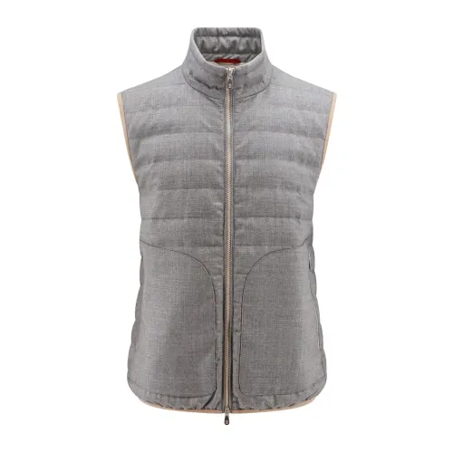 Brunello Cucinelli , Grey Wool Down Jacket ,Gray male, Sizes:
