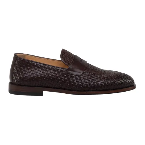 Brunello Cucinelli , Handwoven Leather Loafer ,Brown male, Sizes: