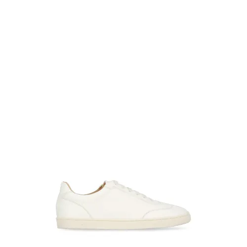 Brunello Cucinelli , Ivory Leather Sneakers Round Toe ,White male, Sizes: