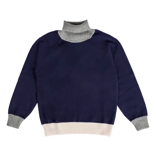 Brunello Cucinelli , Kids Cashmere Turtleneck Sweater ,Blue male, Sizes: