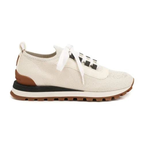 Brunello Cucinelli , Lace-Up Sneakers ,Beige female, Sizes: