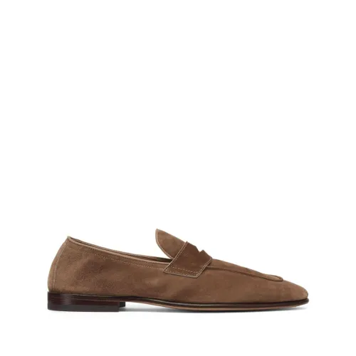 Brunello Cucinelli , Light Brown Suede Slip-On Flat Shoes ,Brown male, Sizes: