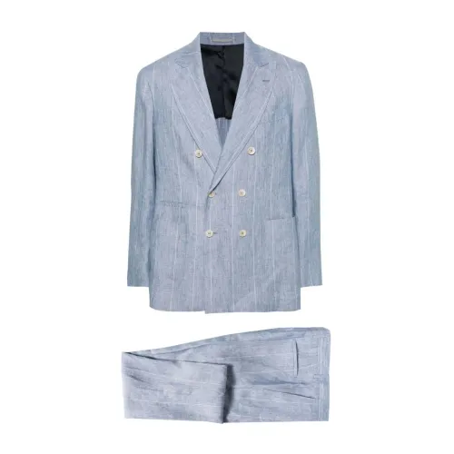 Brunello Cucinelli , Lightblue Suits for Men ,Blue male, Sizes: