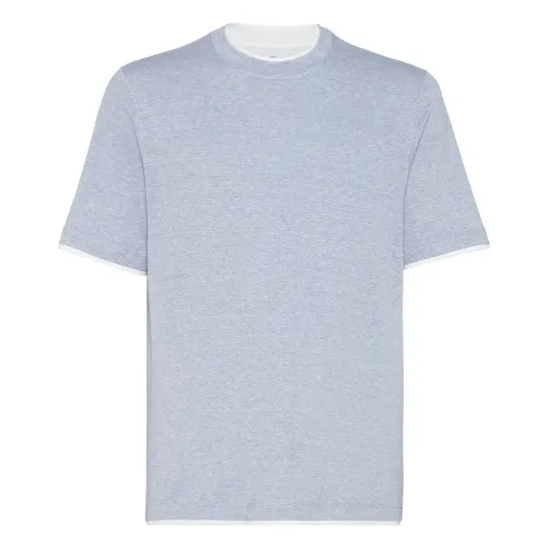 Brunello Cucinelli , Linen/cotton t-shirt ,Blue male, Sizes: