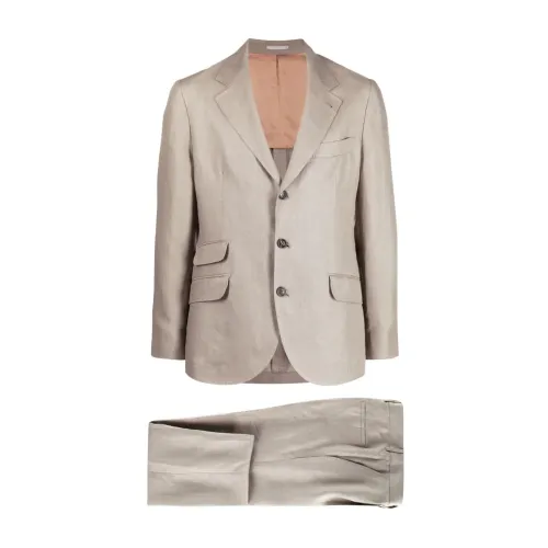 Brunello Cucinelli , Linen suit ,Beige male, Sizes: