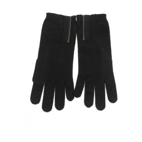 Brunello Cucinelli , Luxury Cashmere Gloves with Stunning Jewel Detail ,Black female, Sizes: