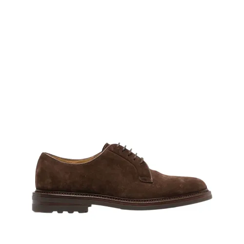 Brunello Cucinelli , Luxury Suede Derby Shoes ,Brown male, Sizes: