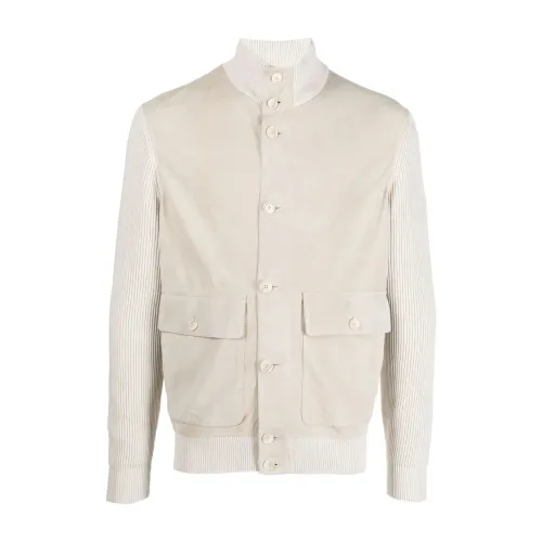 Brunello Cucinelli , Luxury Suede Jacket for Men ,White male, Sizes: