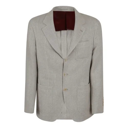 Brunello Cucinelli , Men's Clothing Blazers C002 Ss24 ,Gray male, Sizes: