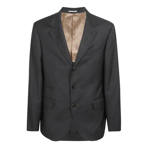 Brunello Cucinelli , Men's Clothing Blazers Grey Aw22 ,Gray male, Sizes: