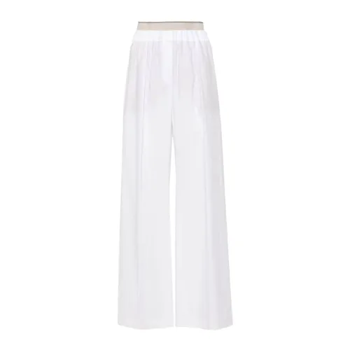 Brunello Cucinelli , Natural Trousers ,White female, Sizes: