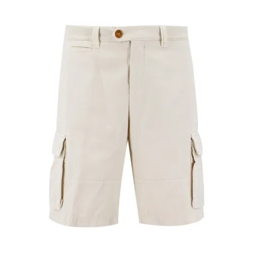 Brunello Cucinelli , Off White Casual Shorts Ss23 ,White male, Sizes: