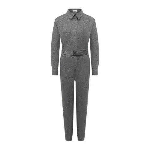 Brunello Cucinelli , One-Piece Tracksuit with Belt ,Gray female, Sizes: